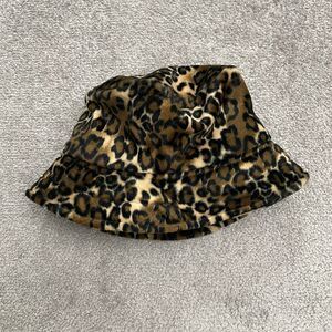 Unbranded Soft Plush Bucket Hat Women One Size Brown Leopard Animal Print Casual